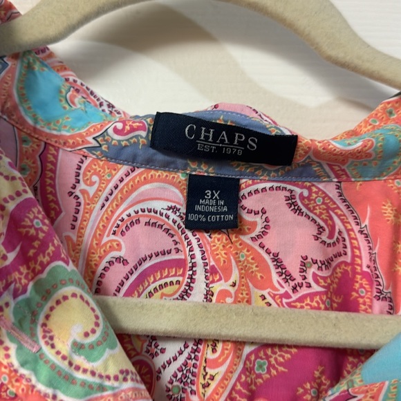 Chaps Ralph Lauren pastel paisley 3/4 sleeves button down shirt women’s 3x - Picture 4 of 5